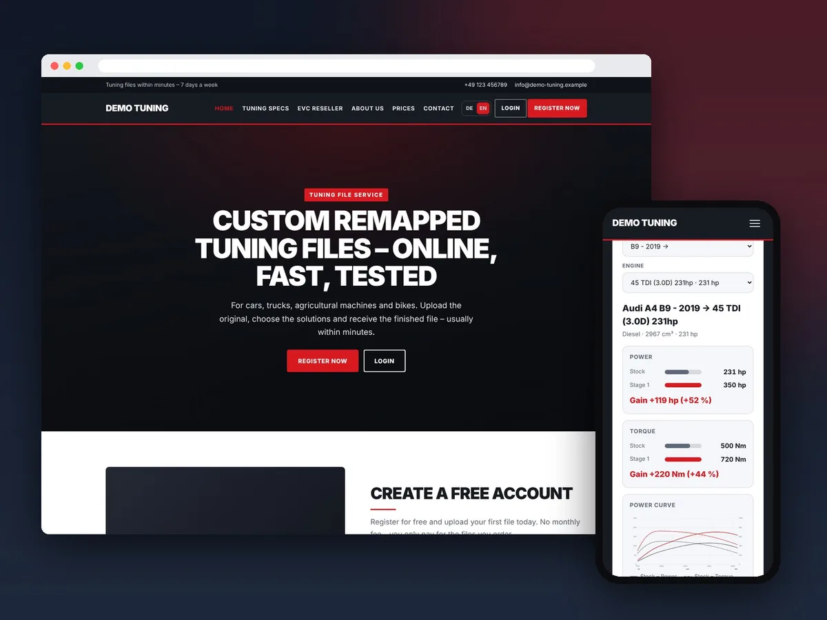 Website + vehicle configurator